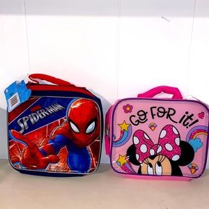 Set of 2 launch bags 1 Spider-Man and 1 Minnie.